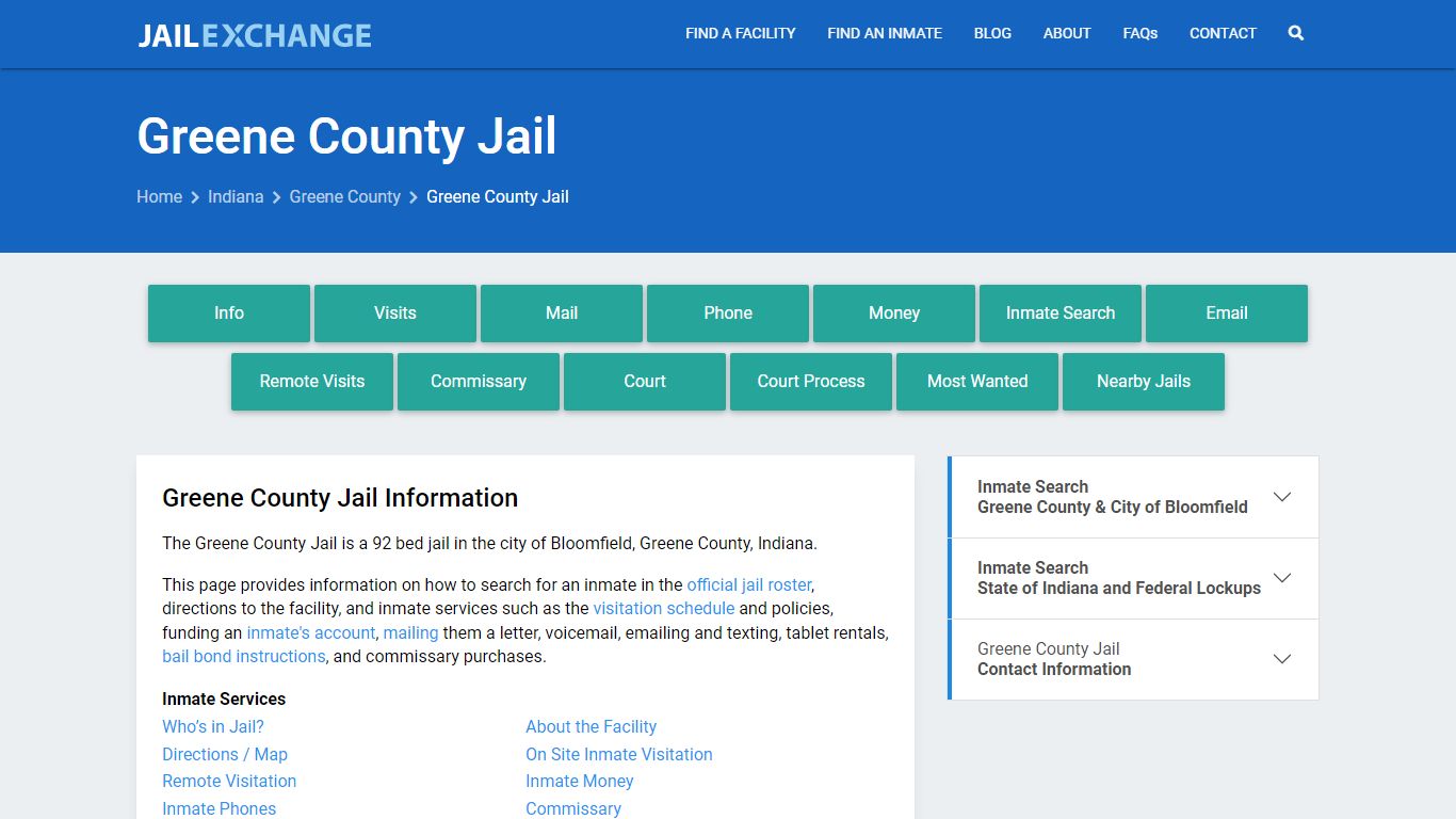 Greene County Jail, IN Inmate Search, Information